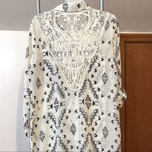 Jolt Tribal Print Sheer Tunic